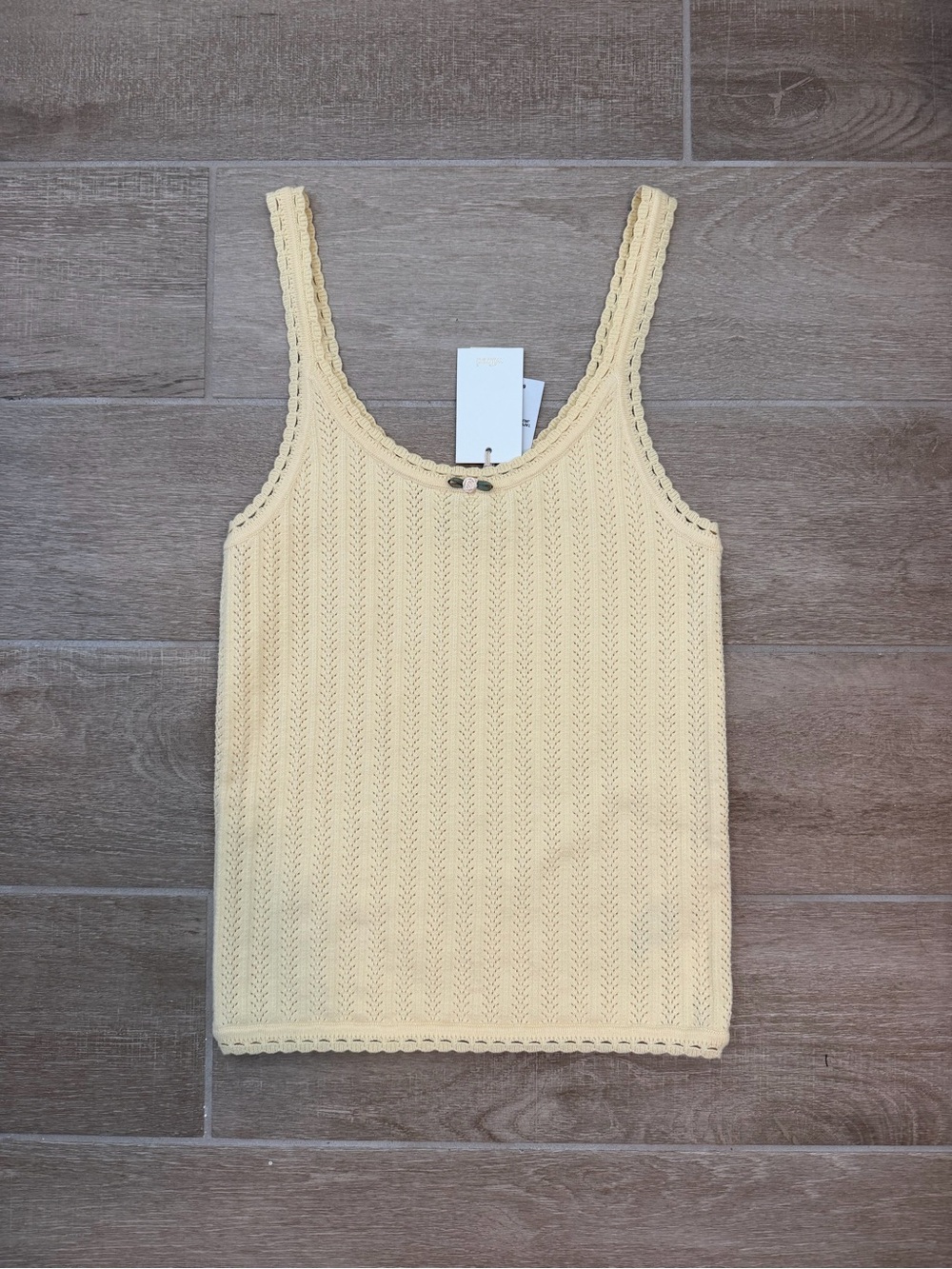 Aritzia Wilfred Light Yellow Crochet Tanktop